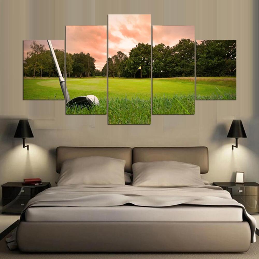 Golf Tee Green Drive - Sport 5 Panel Canvas Art Wall Decor.jpg