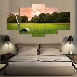 golf tee green drive sport 5 panel canvas art wall decor