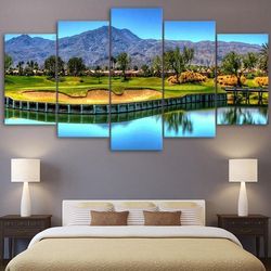 golfing in the desert sport 5 panel canvas art wall decor