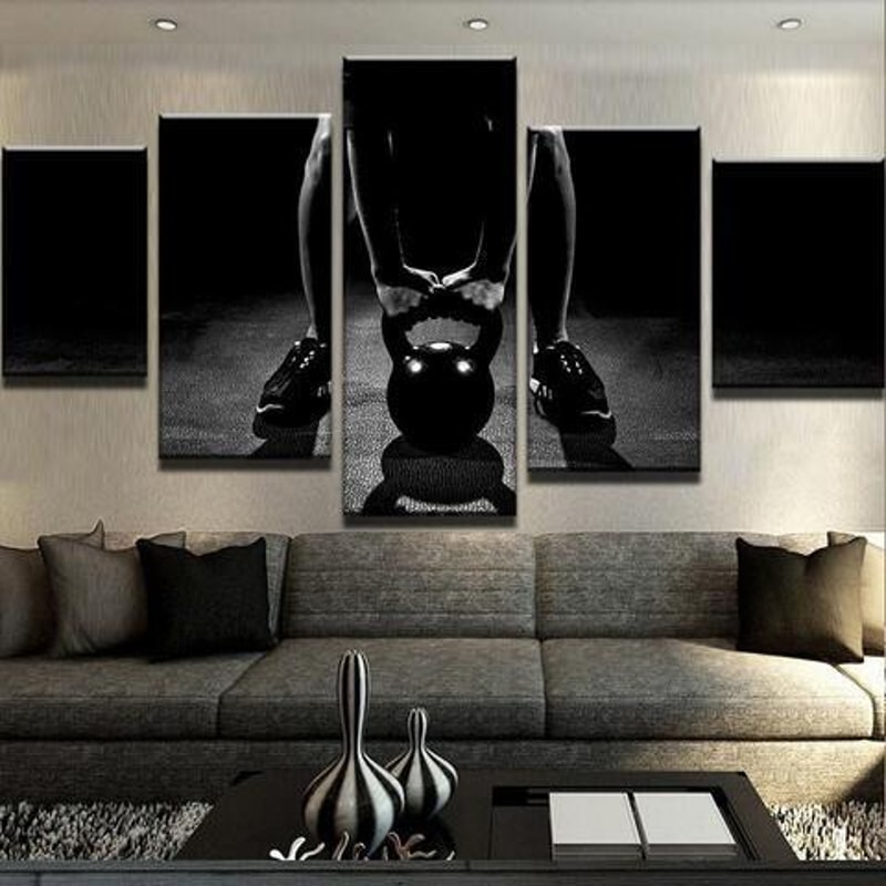 Kettlebell Pose Workout - Sport 5 Panel Canvas Art Wall Decor.jpg