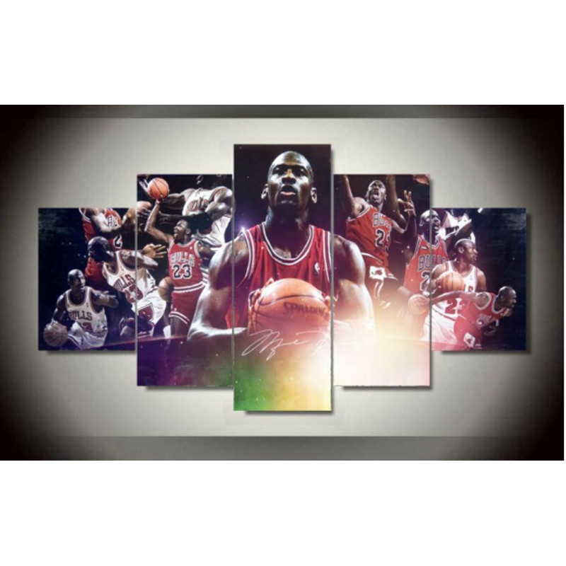Michael Jordan Basketball - Sport 5 Panel Canvas Art Wall Decor.png