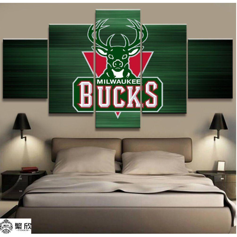 Milwaukee Bucks Basketball - Sport 5 Panel Canvas Art Wall Decor.png