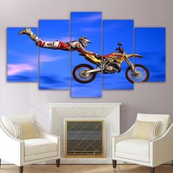 motox xgames superman dirtbike sport 5 panel canvas art wall decor