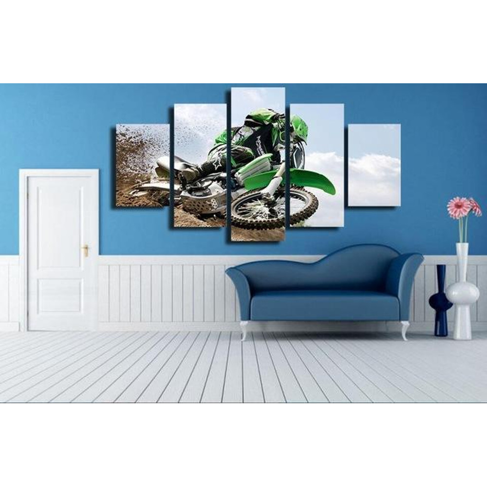 Motocross Racing - Sport 5 Panel Canvas Art Wall Decor.jpg