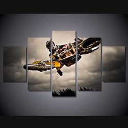 motocross supercross dirt bike riders sport 5 panel canvas art wall decor