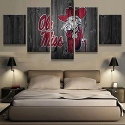ole mississippi rebels sports sport 5 panel canvas art wall decor