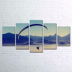 paragliding sport 5 panel canvas art wall decor