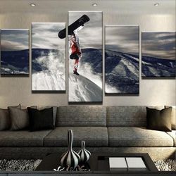 snowboarders sport 5 panel canvas art wall decor