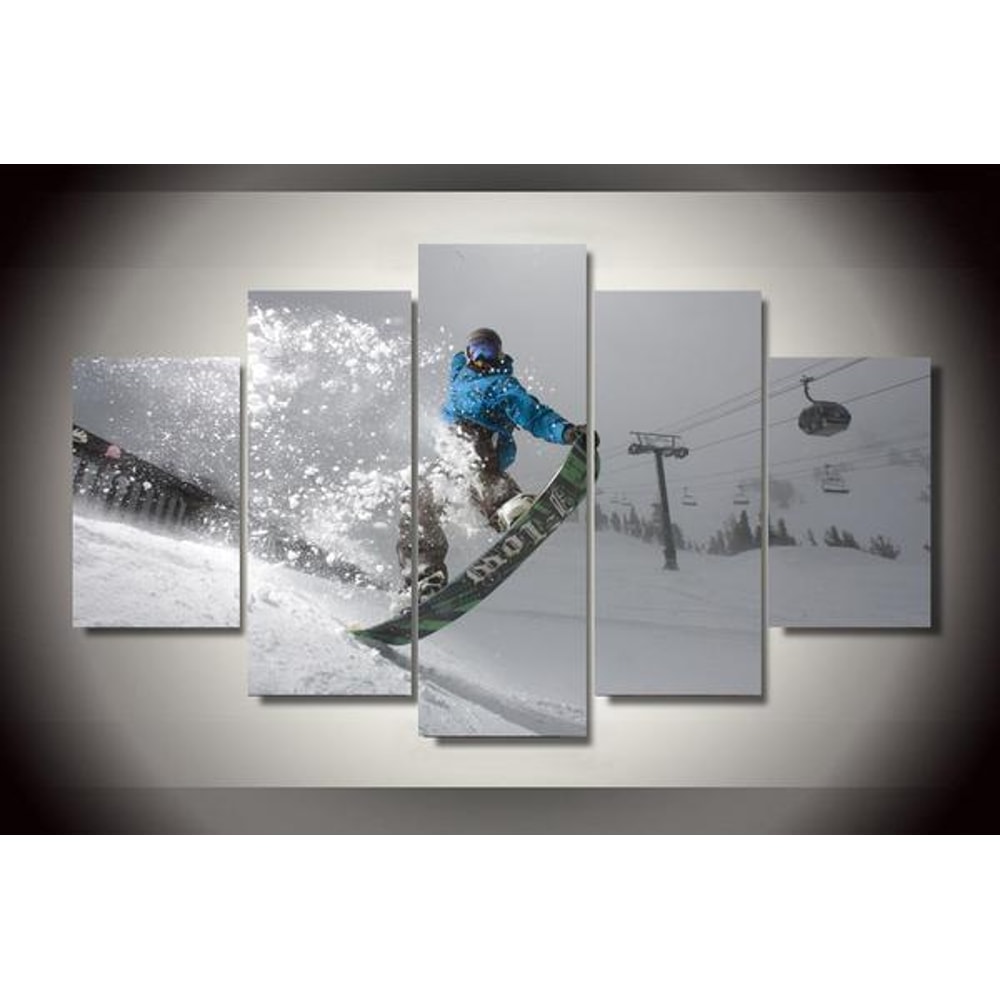 Snowboarding Nose Grab Trick - Sport 5 Panel Canvas Art Wall Decor.jpg