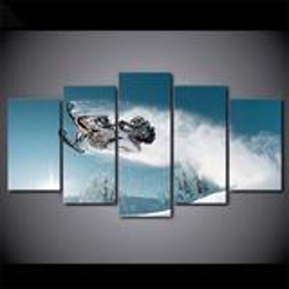 Snowmobiles Snow Landscape - Sport 5 Panel Canvas Art Wall Decor.jpg