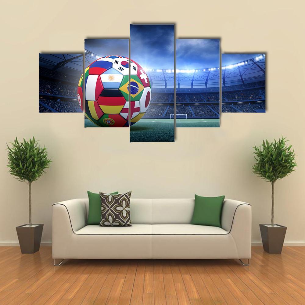 Soccer Ball In The Stadium - Sport 5 Panel Canvas Art Wall Decor.jpg