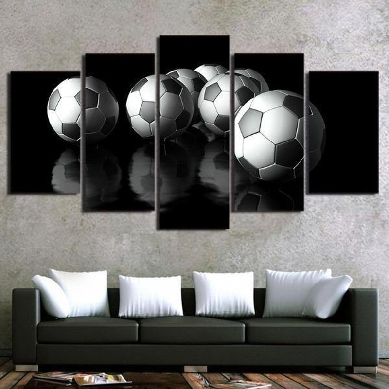 Soccer Balls 1 - Sport 5 Panel Canvas Art Wall Decor.jpg