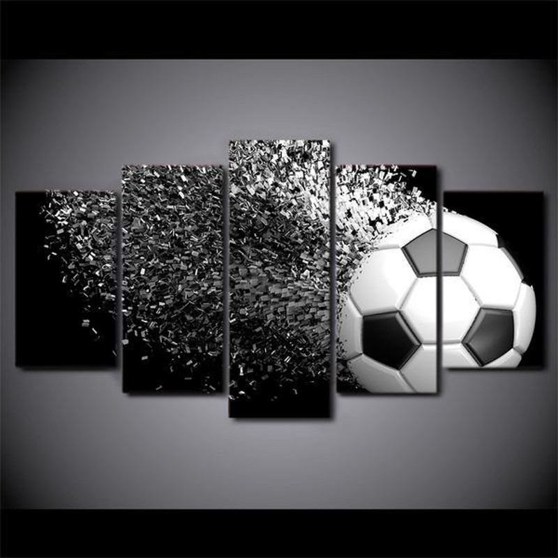 Soccer Splash Disintegrate - Sport 5 Panel Canvas Art Wall Decor.jpg