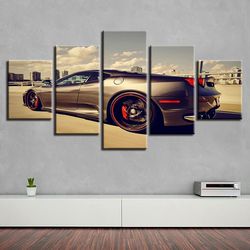 sports car red wheel automative 5 panel canvas art wall decor