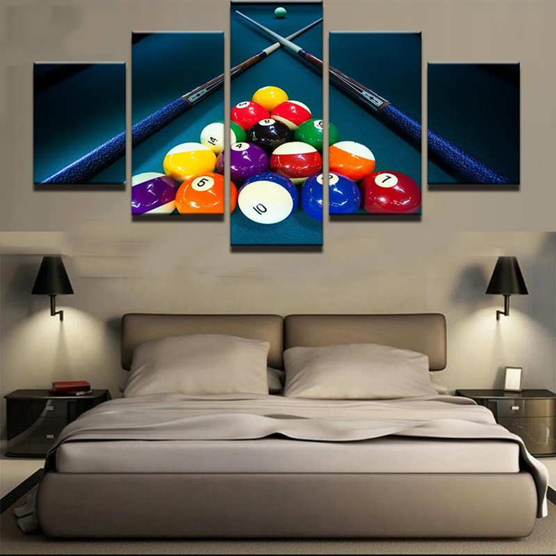 Sports Color Billiards - Sport 5 Panel Canvas Art Wall Decor.jpg