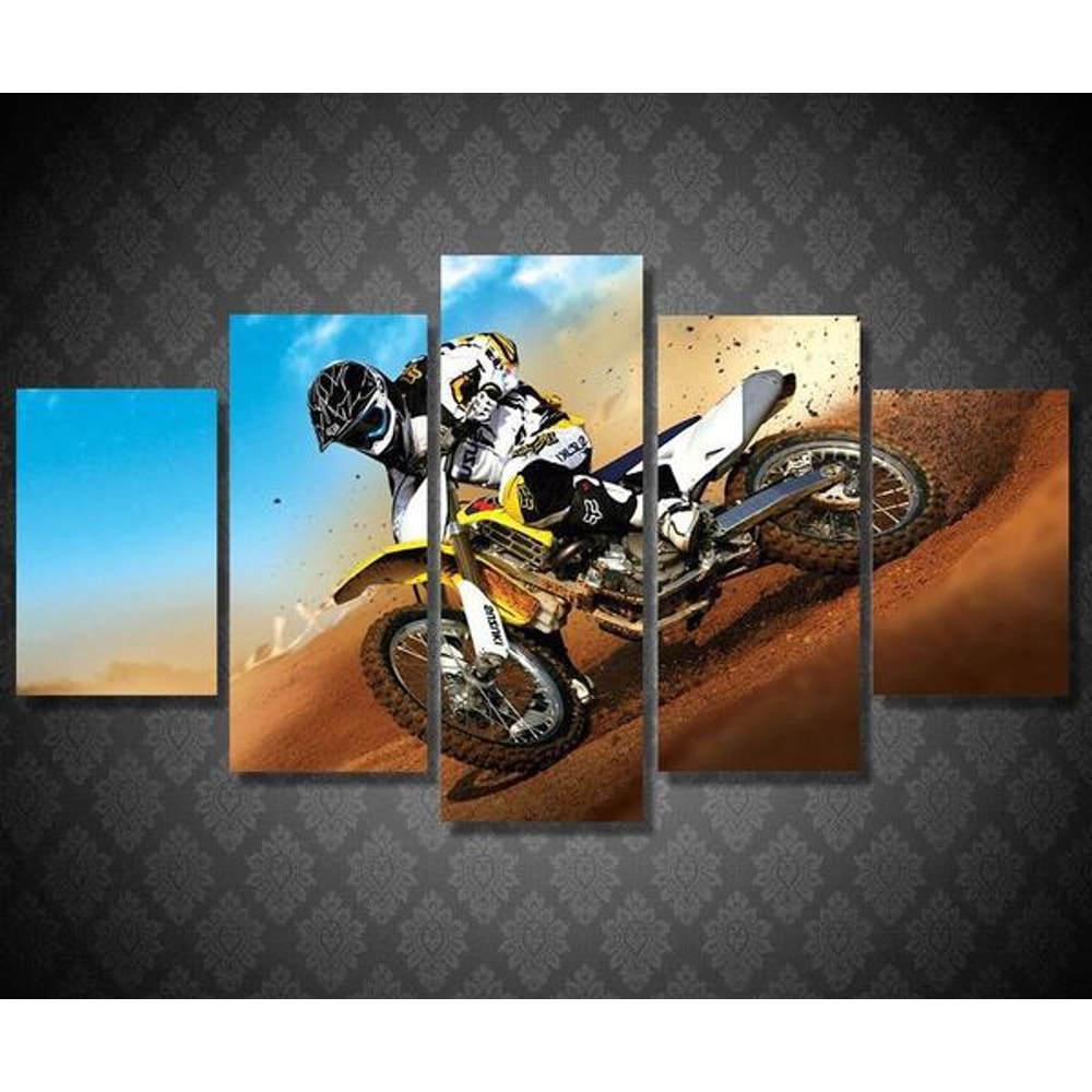 Supercross Racing To Finish - Sport 5 Panel Canvas Art Wall Decor.jpg