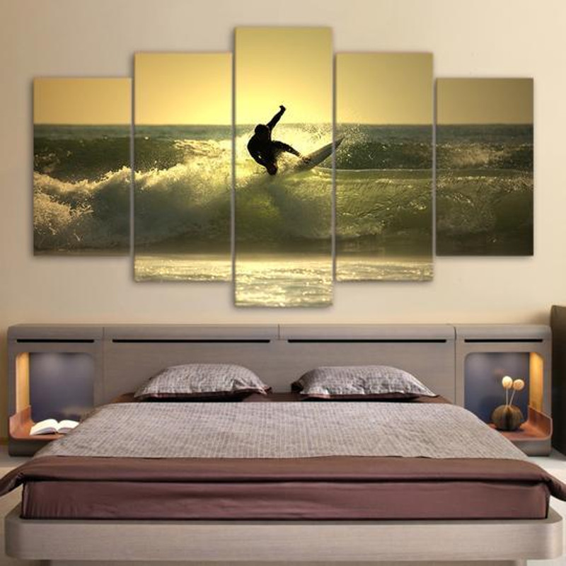 Surfer Surfing - Sport 5 Panel Canvas Art Wall Decor.jpg