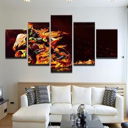 valentino rossi on fire sport 5 panel canvas art wall decor