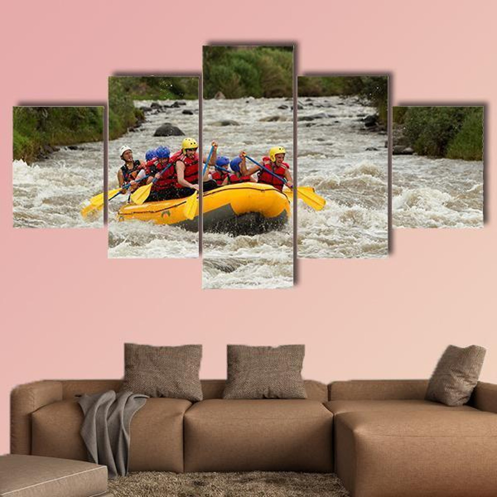 White Water River Rafting In Ecuador - Sport 5 Panel Canvas Art Wall Decor.jpg