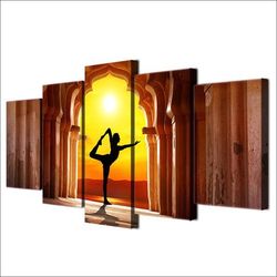yoga in the temple sport 5 panel canvas art wall decor