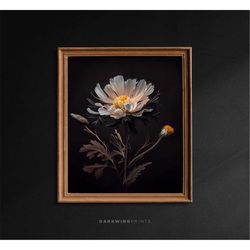 Dark Floral Print, Wildflower Print, Dark Moody Painting,