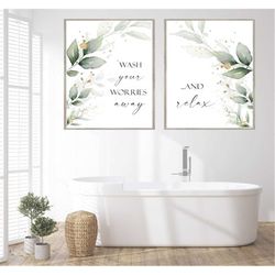 Bathroom Wall Art Prints,bathroom Prints,botanical Wall Art,green And