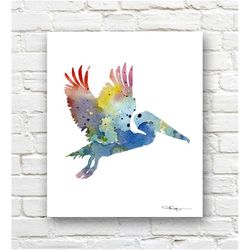 Pelican Art Print - Abstract Watercolor Painting -