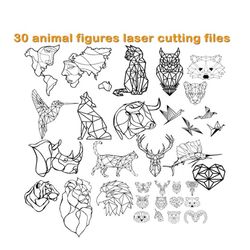 30 animal figures laser cutting files. Cdr -