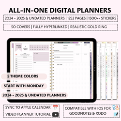 The Ultimate All-In-One Digital Planner 2024 – 2025 & Undated, 5 Theme Colors  - ChartSheets