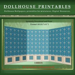 Wallpapers- Set 5-v3 | Digital Downloads for Dollhouses and Unique Miniature Projects - Printables in Scale 1:12