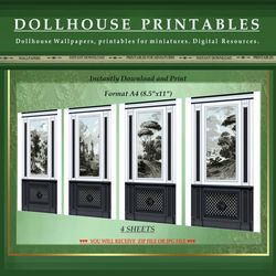 Wallpapers- Set 8-v1 | Digital Downloads for Dollhouses and Unique Miniature Projects - Printables in Scale 1:12