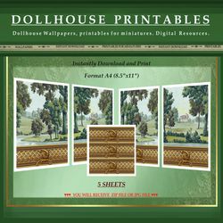 Wallpapers- Set 4-v1 | Digital Downloads for Dollhouses and Unique Miniature Projects - Printables in Scale 1:12