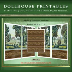 Wallpapers- Set 4-v2 | Digital Downloads for Dollhouses and Unique Miniature Projects - Printables in Scale 1:12