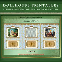 Wallpapers- Set 19-v2 | Digital Downloads for Dollhouses and Unique Miniature Projects - Printables in Scale 1:12
