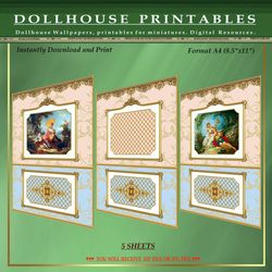 Wallpapers- Set 19-v7 | Digital Downloads for Dollhouses and Unique Miniature Projects - Printables in Scale 1:12
