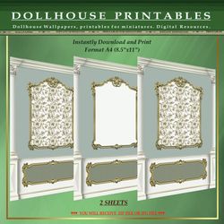 Wallpapers- Set 17-v2 | Digital Downloads for Dollhouses and Unique Miniature Projects - Printables in Scale 1:12
