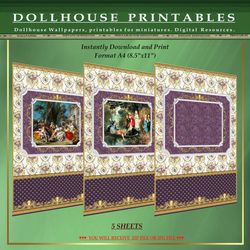 Wallpapers- Set 21-v2 | Digital Downloads for Dollhouses and Unique Miniature Projects - Printables in Scale 1:12
