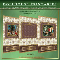 Wallpapers- Set 21-v3 | Digital Downloads for Dollhouses and Unique Miniature Projects - Printables in Scale 1:12