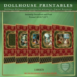 Wallpapers- Set 21-v7 | Digital Downloads for Dollhouses and Unique Miniature Projects - Printables in Scale 1:12