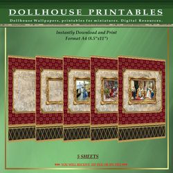 Wallpapers- Set 21-v8 | Digital Downloads for Dollhouses and Unique Miniature Projects - Printables in Scale 1:12