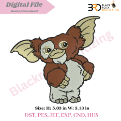 cute gizmo embroidery design | instant download