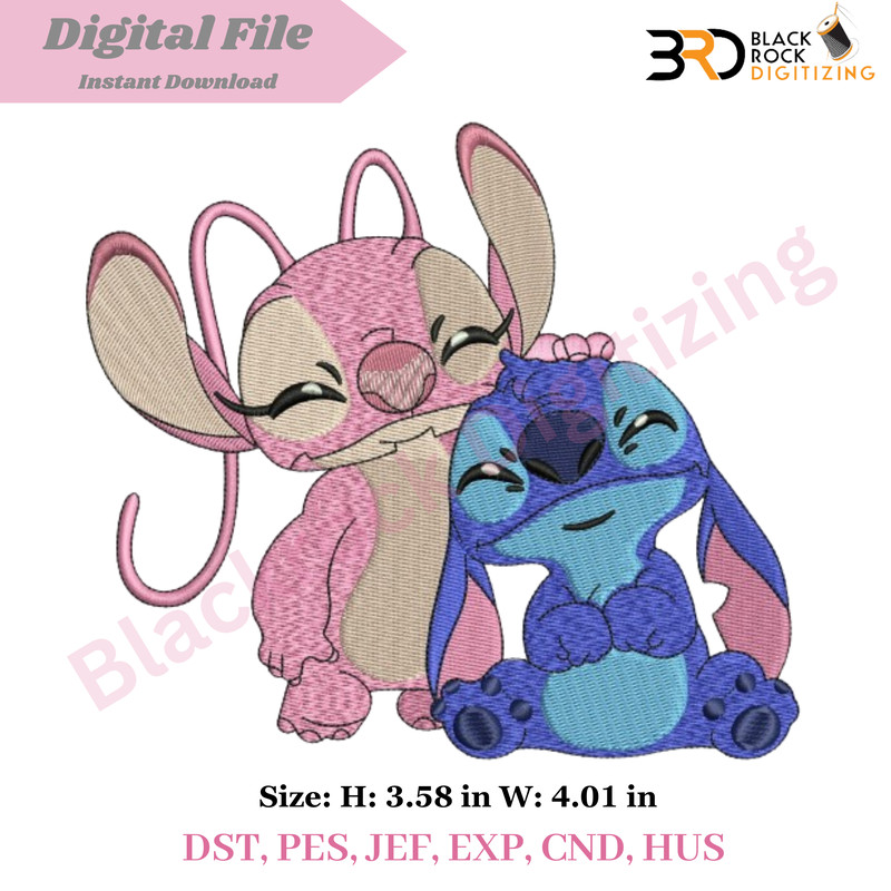 Stitch and Angel Embroidery Design File.png