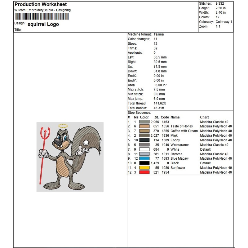 Squirrel Logo Embroidery 1