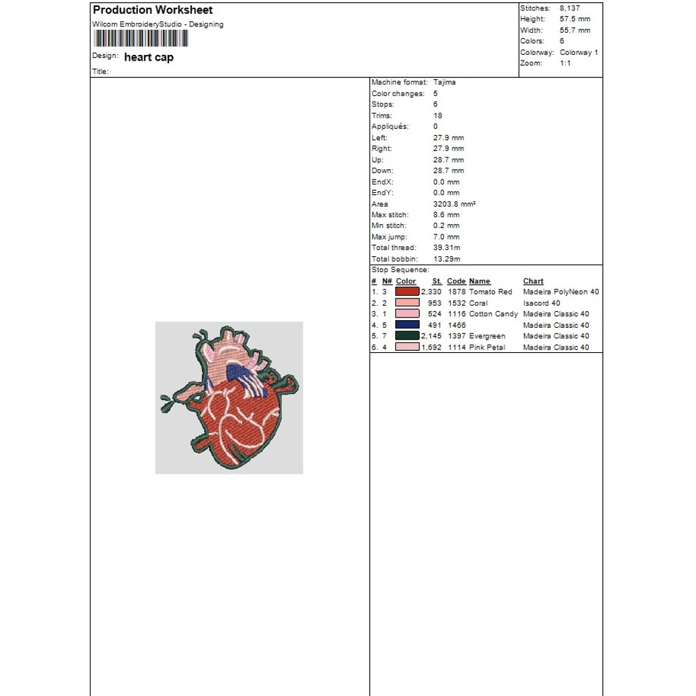 Heart Cap Embroidery 1