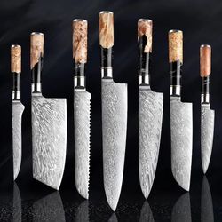 professional chef knives set , damascus steel knives set , best for cooking, valentines gift for her , anniversary gift