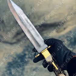 handmade hunting bowie knife , carbon steel blade , best gift for him , christmas gift , gift for boyfriend