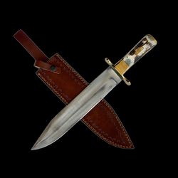 handmade hunting bowie knife, carbon steel knife , damascus steel hunting knife , best gift for him / her