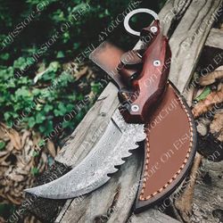 hand forged karambit knife , damascus steel karambit knife , best gift for boyfriend, gift for husband , outdoors knife