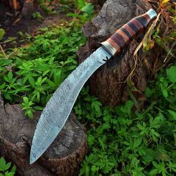 hand forged kukri knife , damascus kukri knife , oudoors knife , handmade kukri knife , christmas gift for him