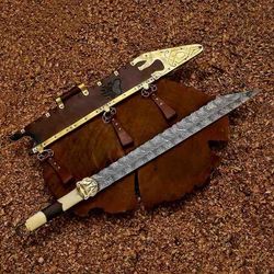 vikings seax knife , damascus steel seax knife , outdoors camping knife , best for christmas gift, groomsmen gift